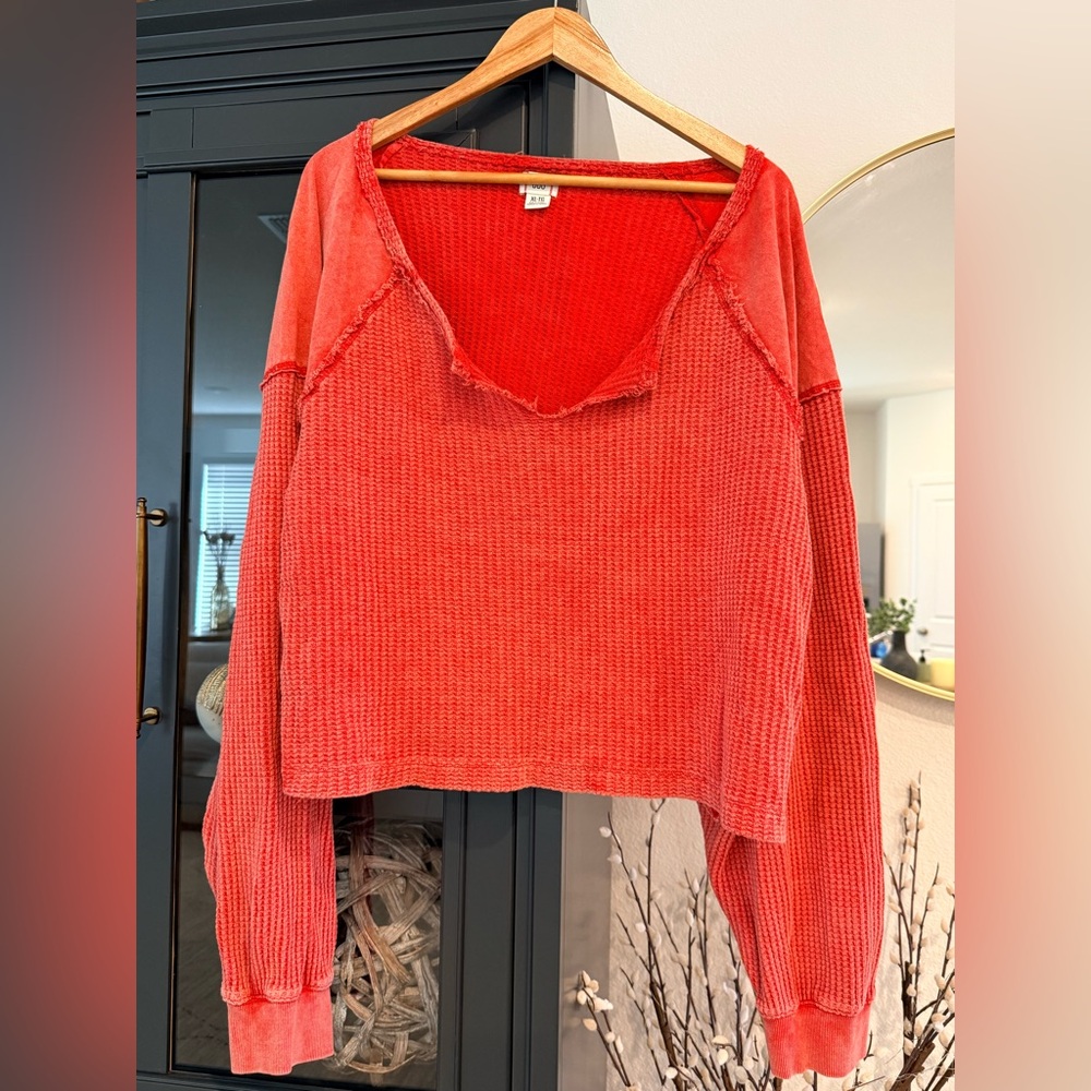 BDG oversized Orange Waffle Knit Top - Picture 2 of 6